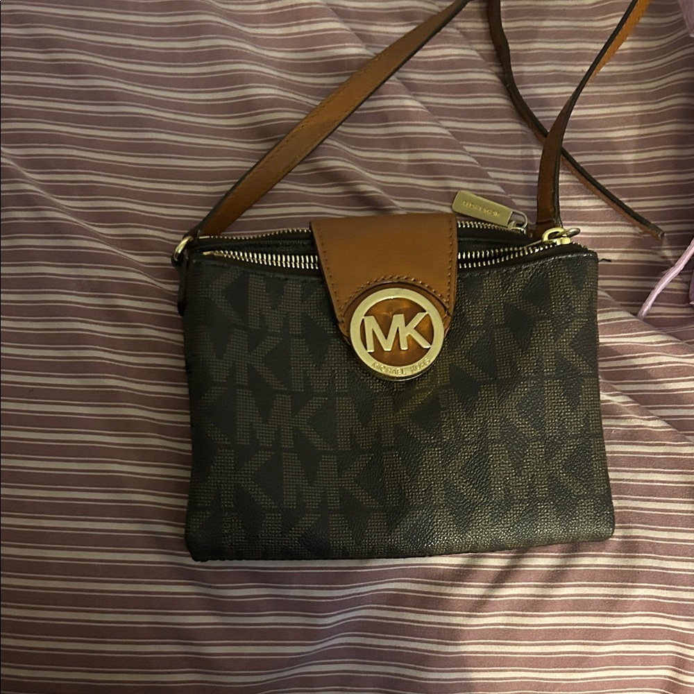 Michael Kors Tan and Black Crossbody Bag